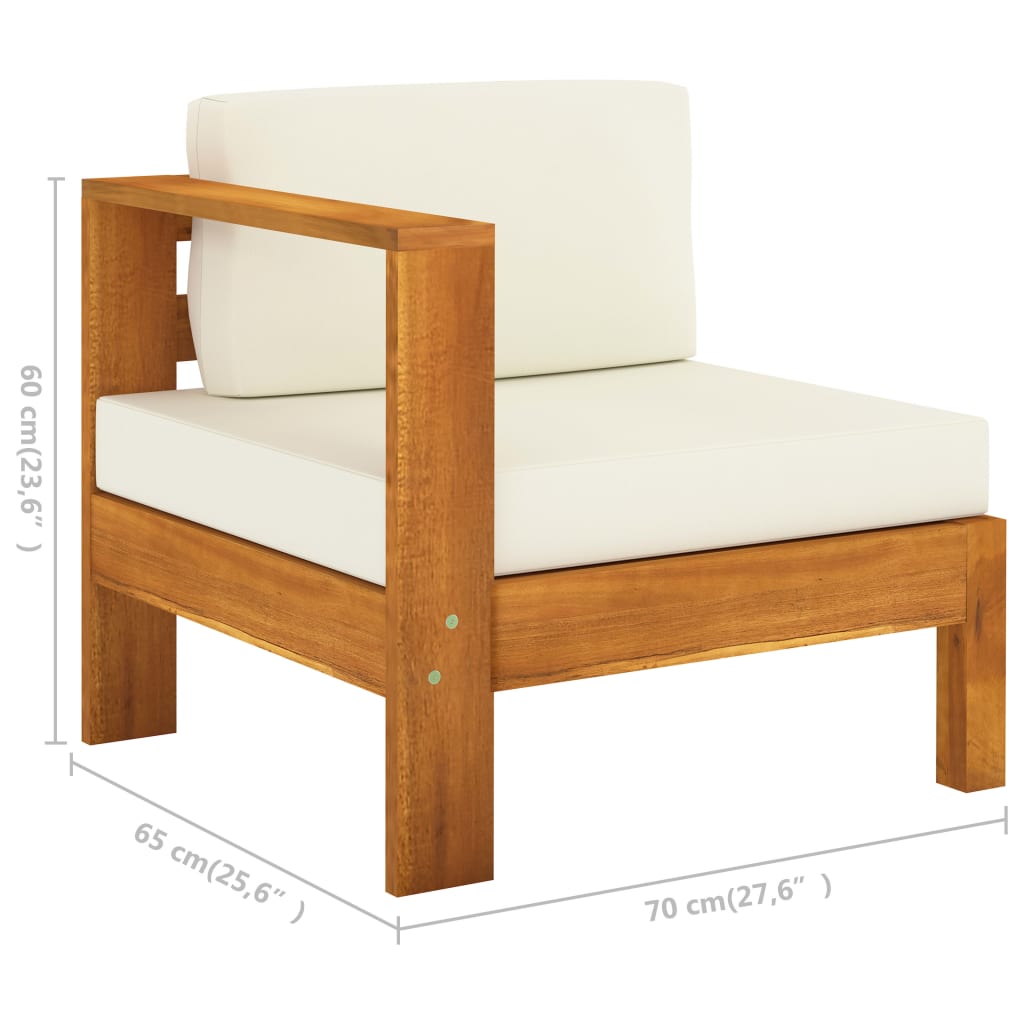 6 Piece Garden Lounge Set with Cushions 100x60 cm Acacia Wood