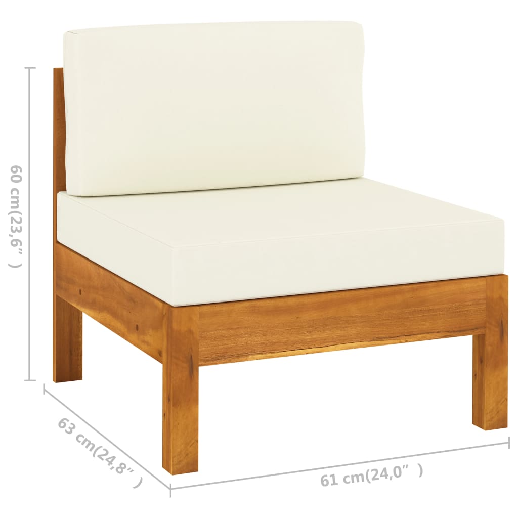 6 Piece Garden Lounge Set with Cushions 100x60 cm Acacia Wood