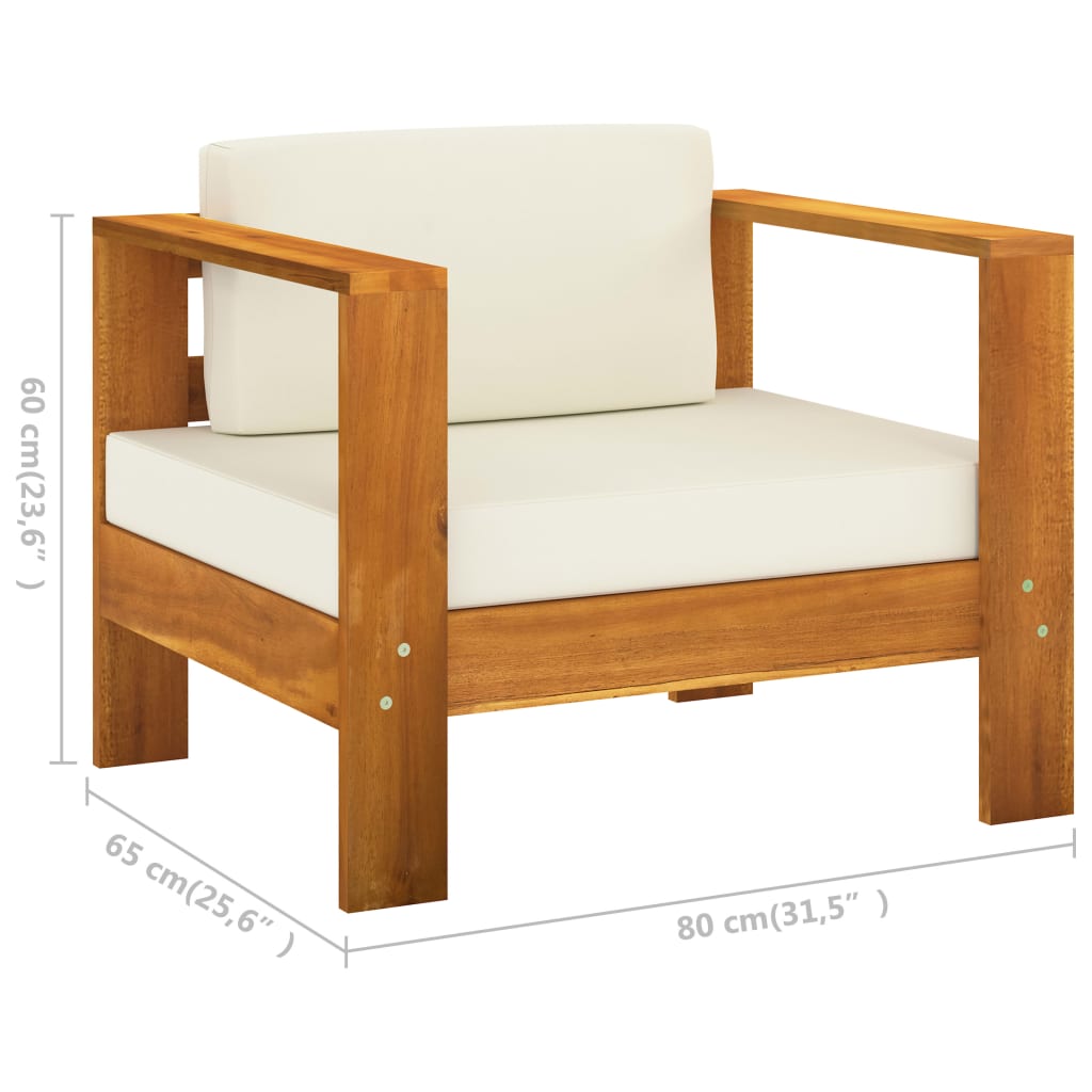 7 Piece Garden Lounge Set with Cushions 100x60 cm Acacia Wood