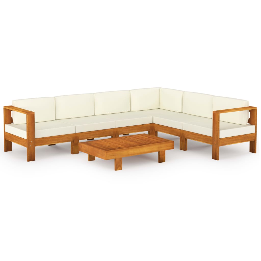 7 Piece Garden Lounge Set with Cushions 100x60 cm Acacia Wood