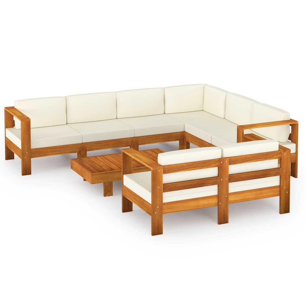 8 Piece Garden Lounge Set with Cushions 100x60 cm Acacia Wood