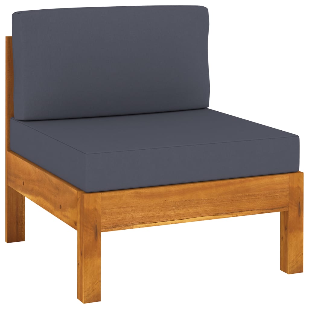 3-Seater Garden Sofa with Dark Grey Cushions Acacia Wood