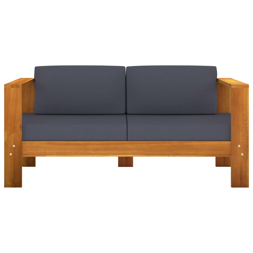 4 Piece Garden Lounge Set with Dark Grey Cushions Acacia Wood
