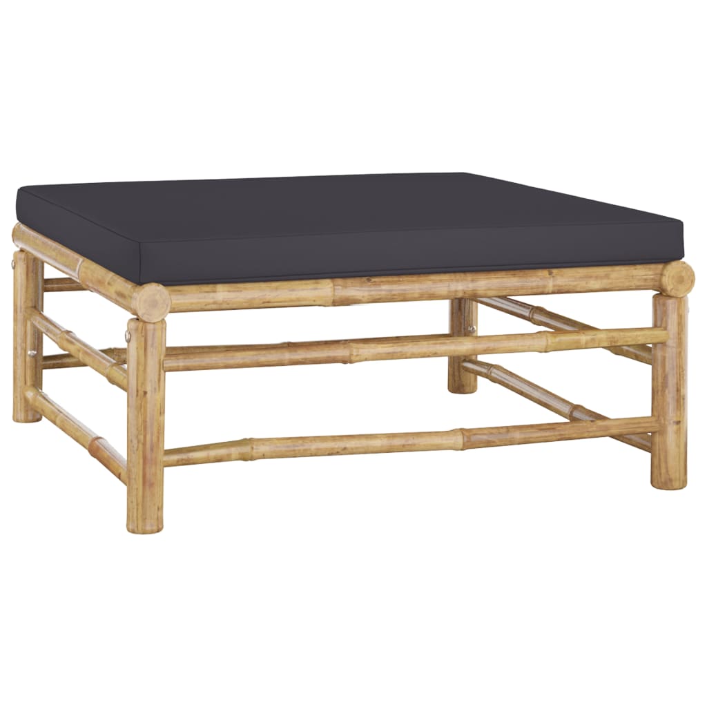 5 Piece Garden Lounge Set with Dark Grey Cushions Bamboo