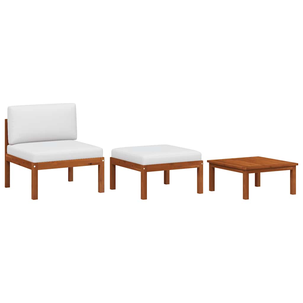 3 Piece Garden Lounge Set with Cushions Wood Acacia&Rope