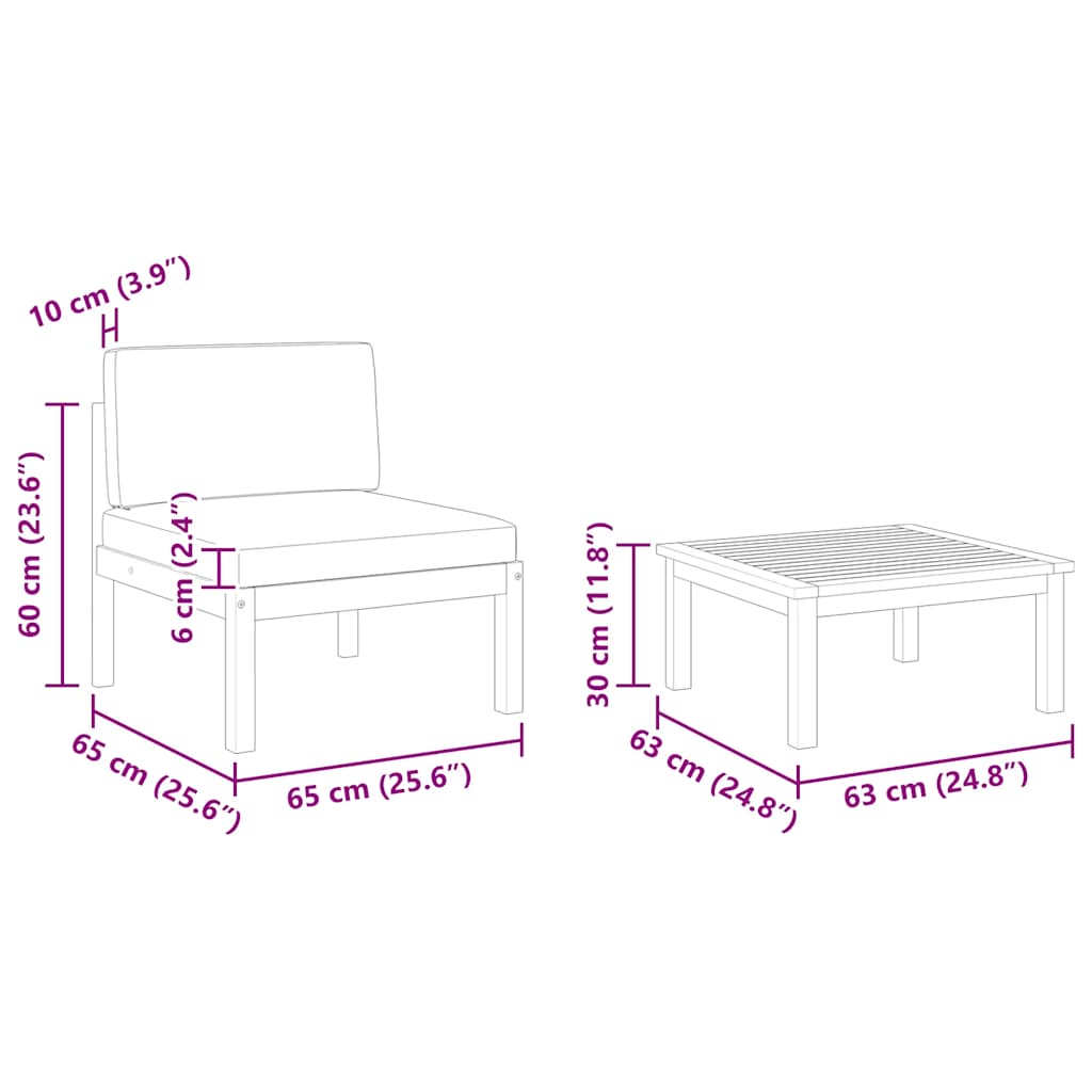 2 Piece Garden Lounge Set with Cushions Wood Acacia&Rope
