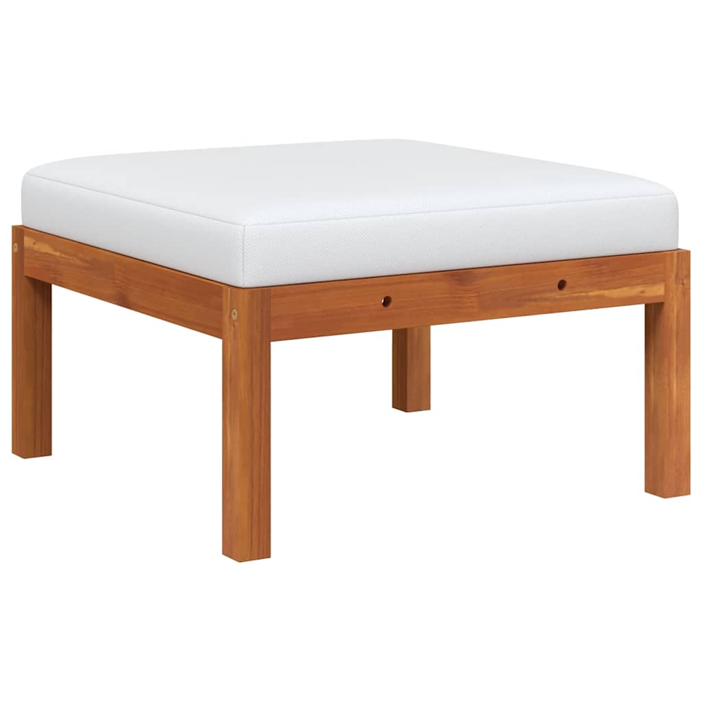 Garden Footstool with Cushion Solid Acacia Wood