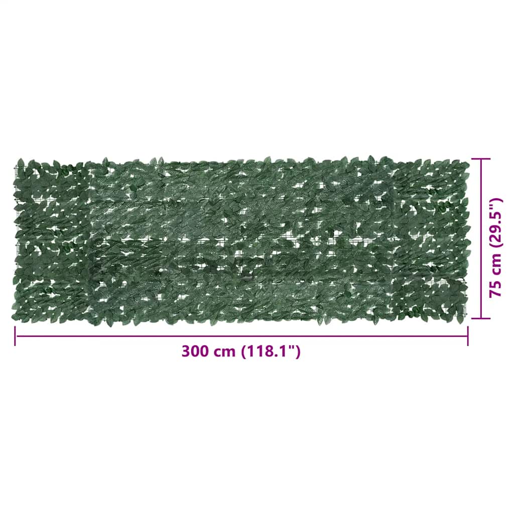 Balcony Screen with Dark Green Leaves 300x100 cm
