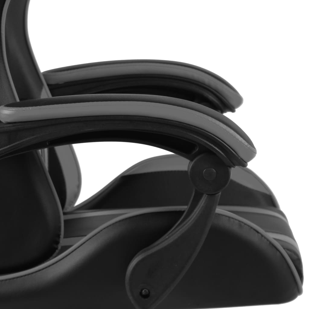 Racing Chair With Footrest Black And Grey Faux Leather