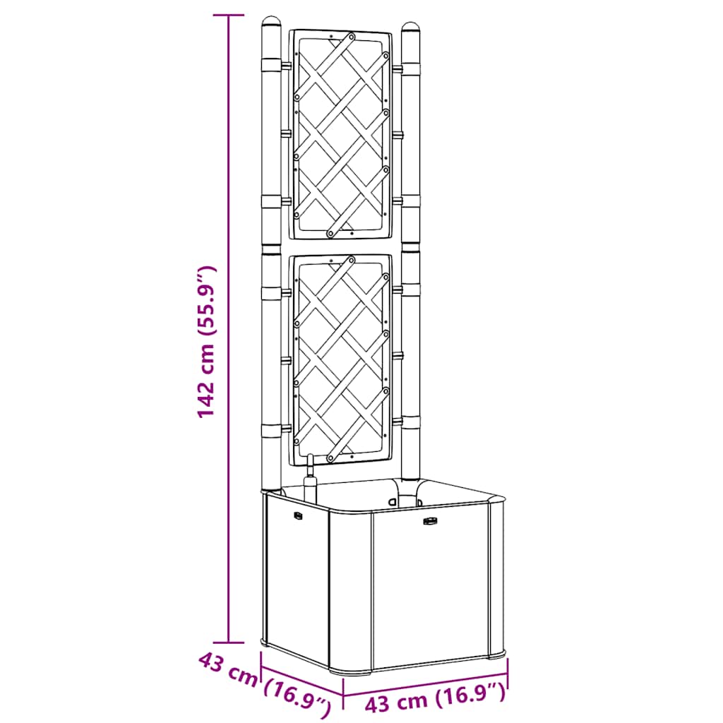 Garden Raised Bed with Trellis and Self Watering System Anthracite