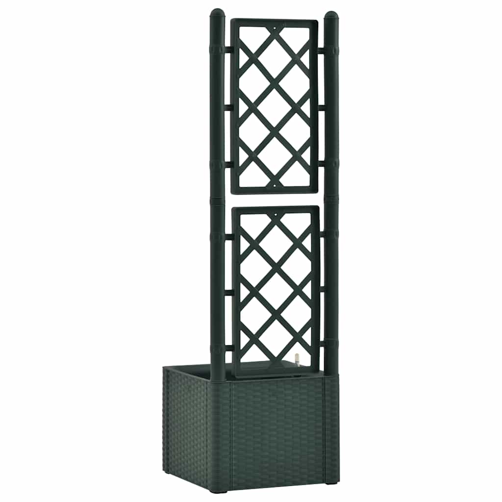 Garden Raised Bed with Trellis and Self Watering System Green