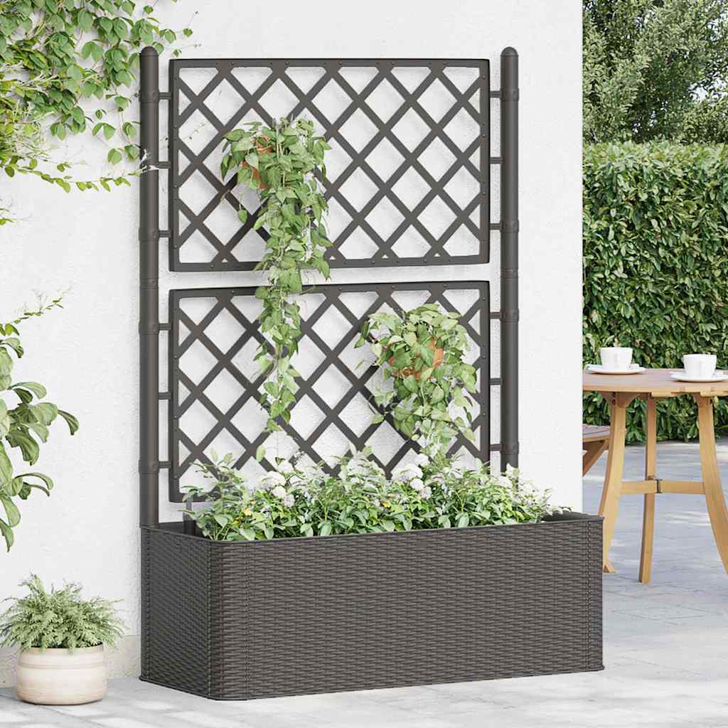 Garden Raised Bed with Trellis and Self Watering System Anthracite