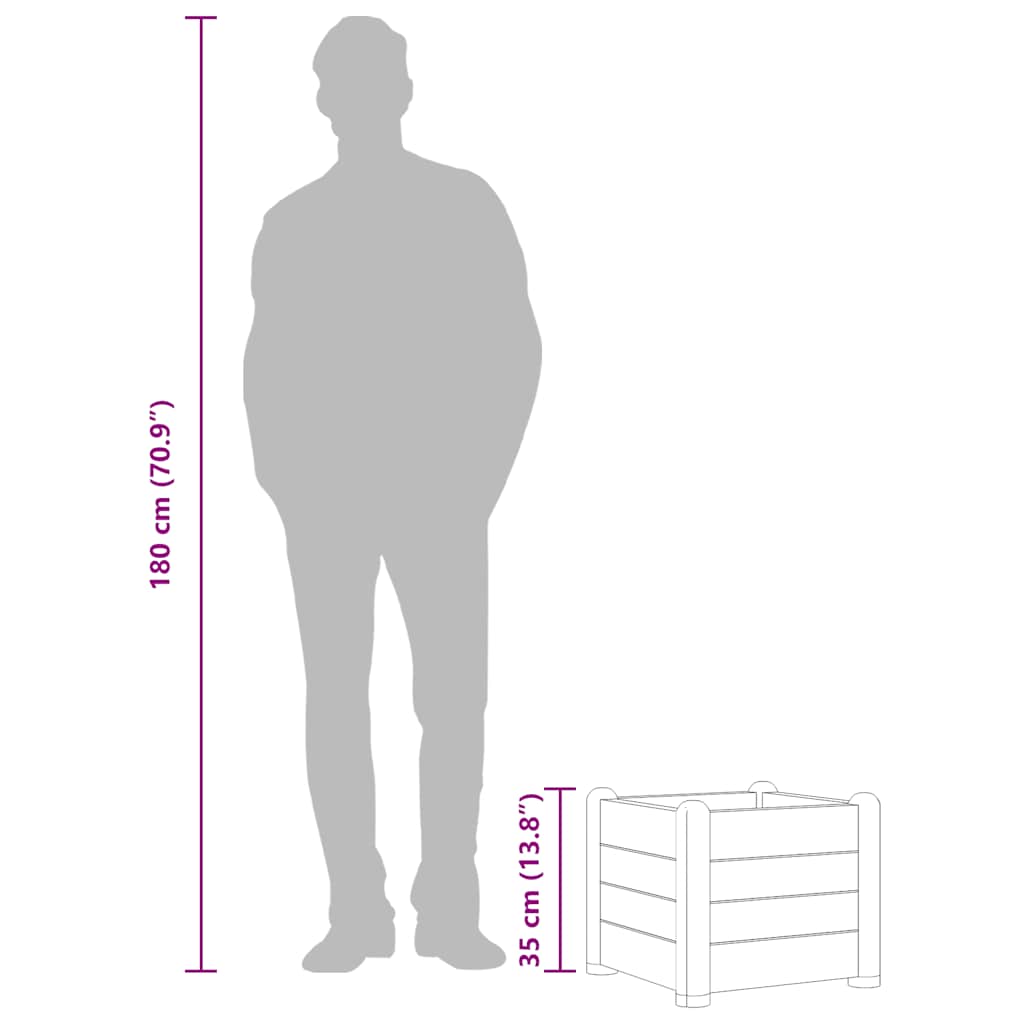 Garden Raised Bed PP Anthracite 43x43x35 cm