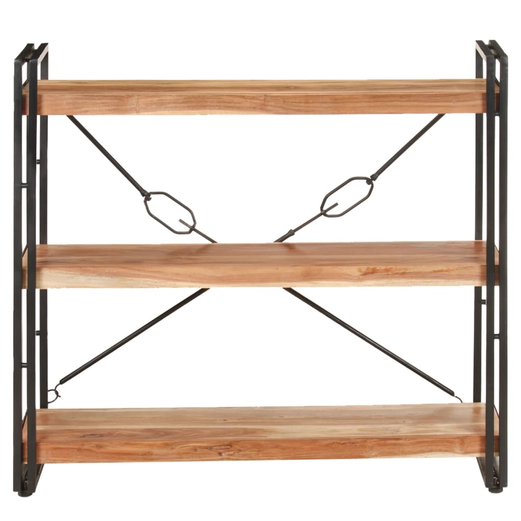 3-Tier Bookcase 90x30x80 cm Solid Acacia Wood
