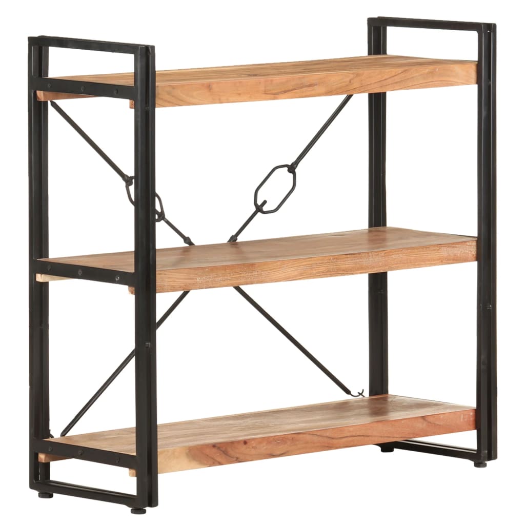 3-Tier Bookcase 90x30x80 cm Solid Acacia Wood