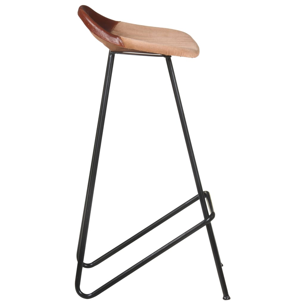 Bar Stools 4 pcs Brown Real Leather