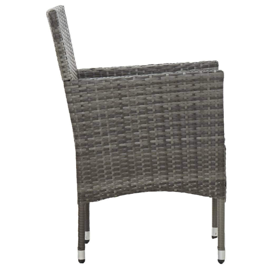 5 Piece Garden Dining Set Grey Poly Rattan and Acacia Wood