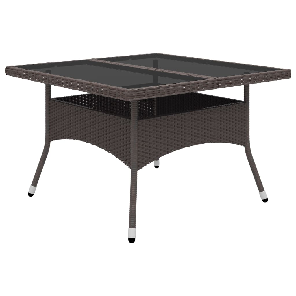 9 Piece Garden Dining Set Poly Rattan and Glass Brown