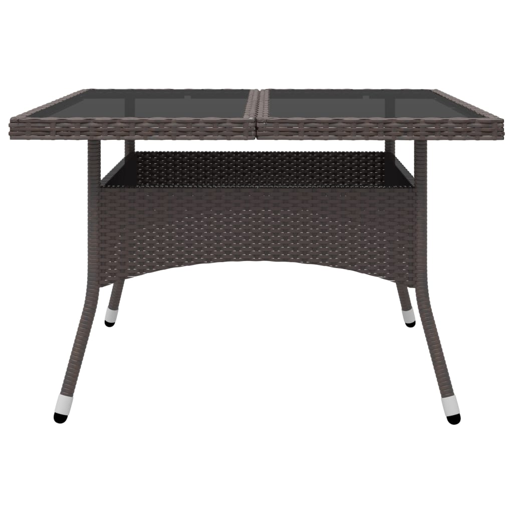 9 Piece Garden Dining Set Poly Rattan and Glass Brown