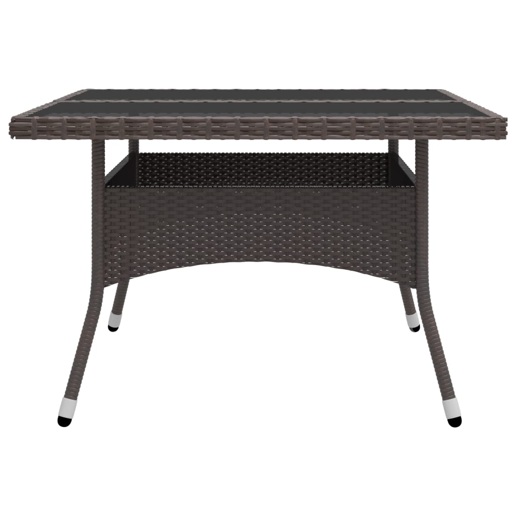 9 Piece Garden Dining Set Poly Rattan and Glass Brown