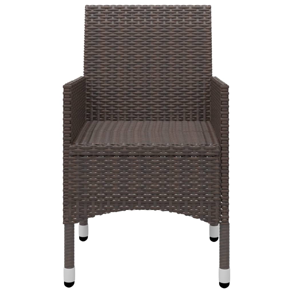 9 Piece Garden Dining Set Poly Rattan and Glass Brown