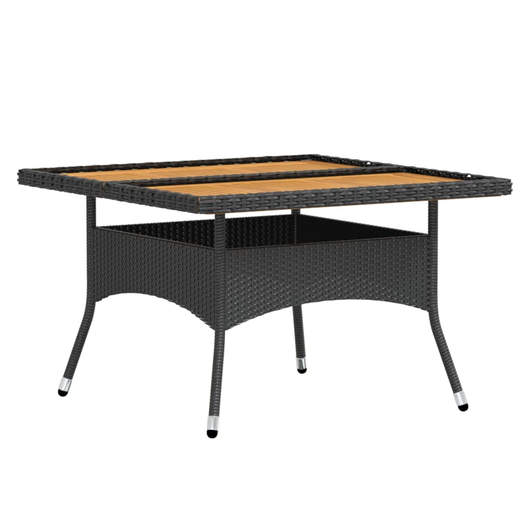 5 Piece Garden Dining Set Poly Rattan & Solid Acacia Wood Black