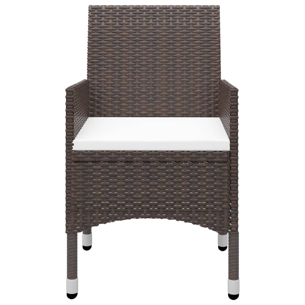 3 Piece Bistro Set Poly Rattan and Tempered Glass Brown
