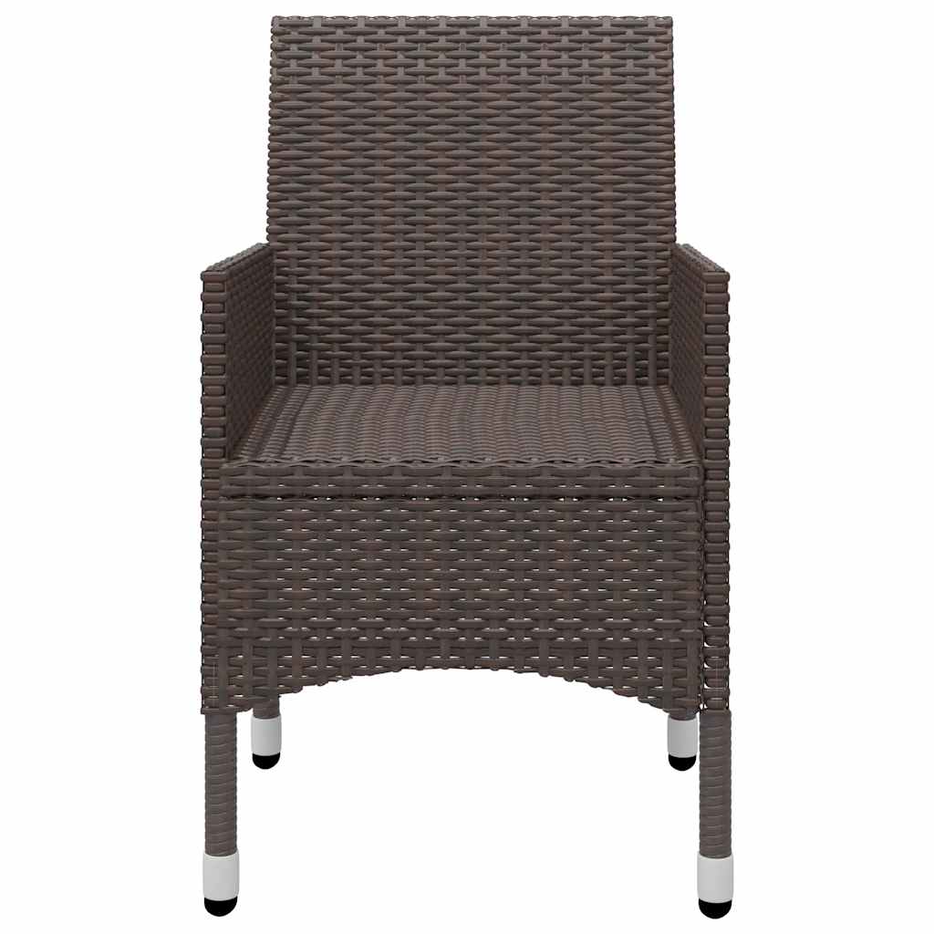 3 Piece Bistro Set Poly Rattan and Tempered Glass Brown
