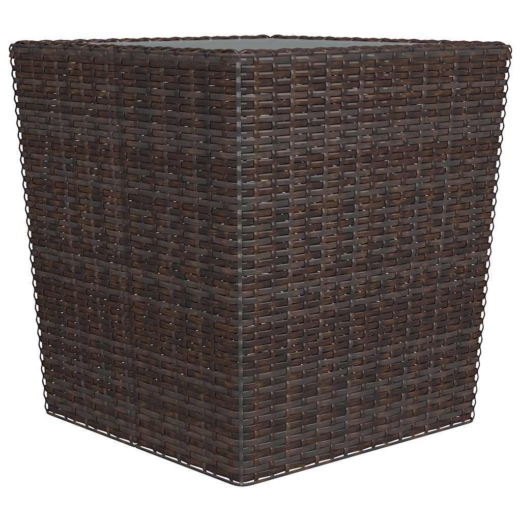 3 Piece Bistro Set Poly Rattan and Tempered Glass Brown