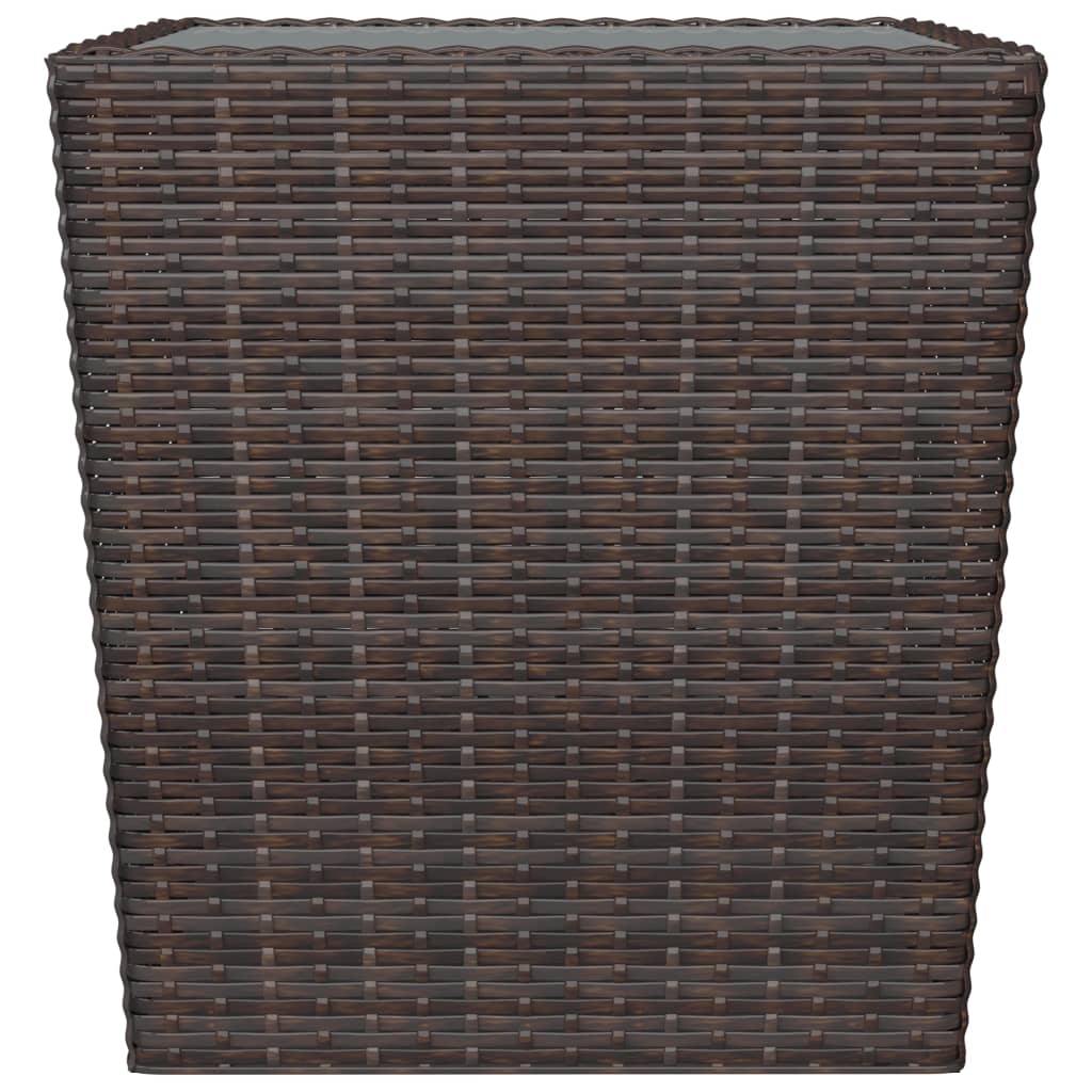 3 Piece Bistro Set Poly Rattan and Tempered Glass Brown
