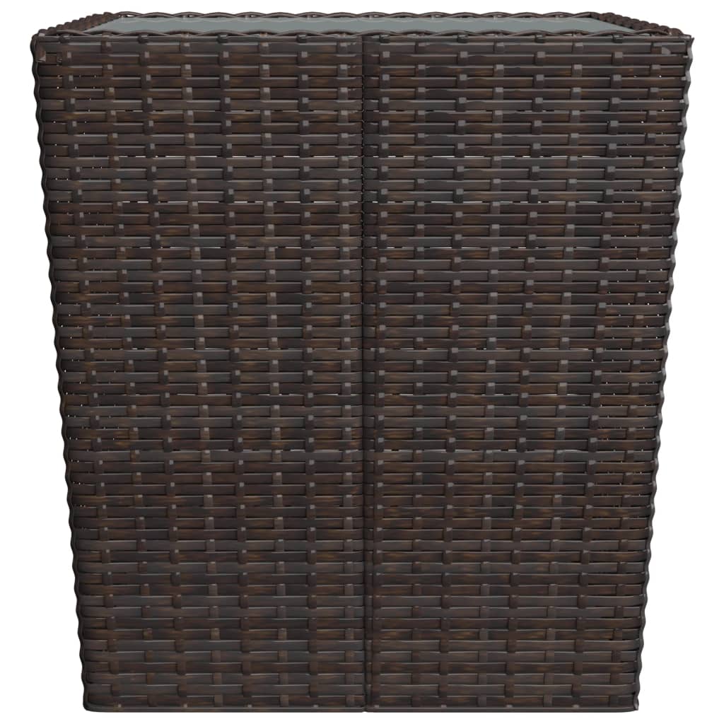 3 Piece Bistro Set Poly Rattan and Tempered Glass Brown