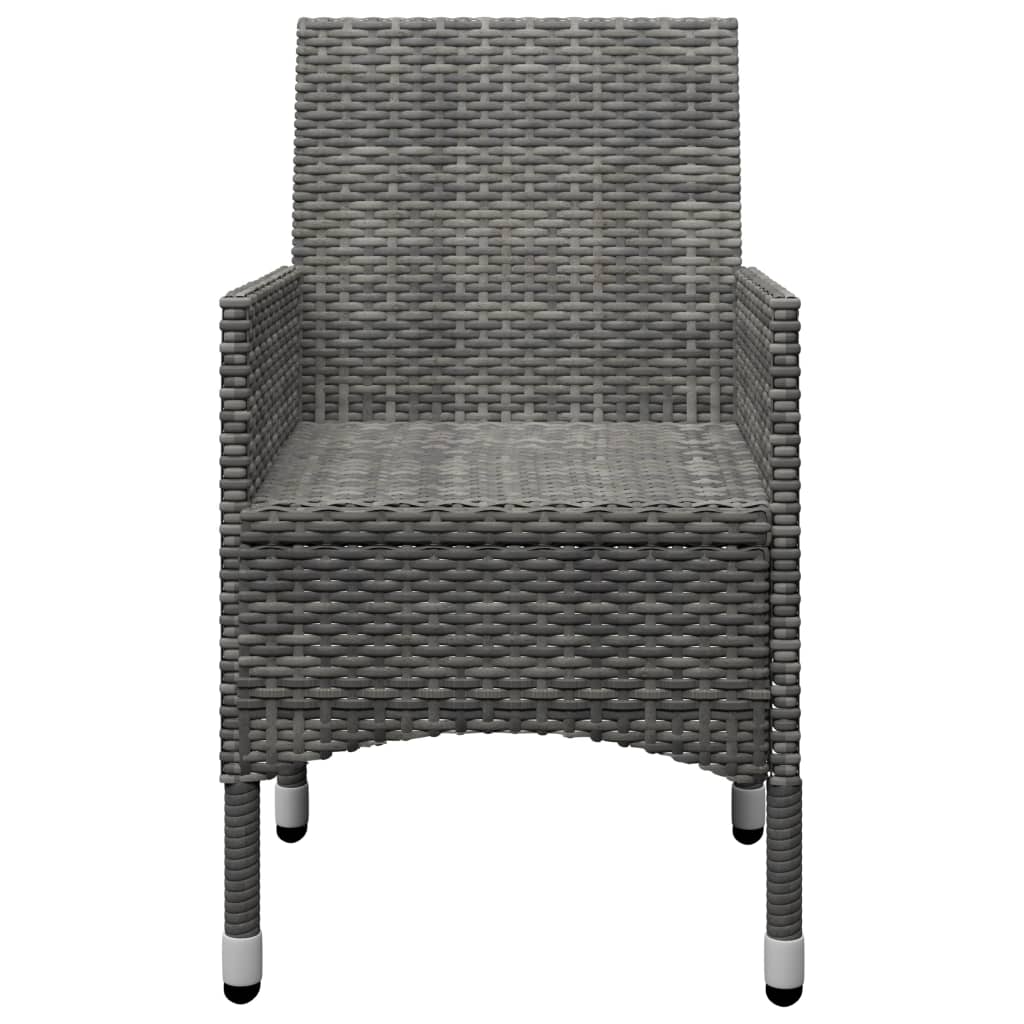 3 Piece Bistro Set Poly Rattan and Acacia Wood Grey