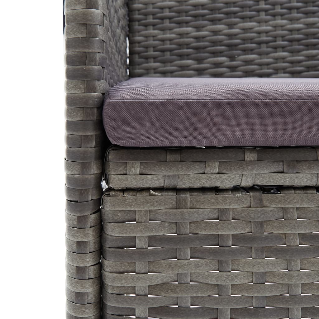 3 Piece Bistro Set Poly Rattan and Acacia Wood Grey