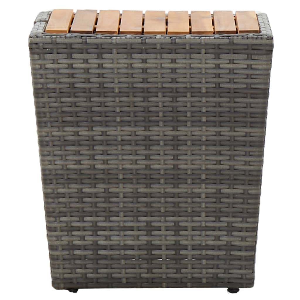 3 Piece Bistro Set Poly Rattan and Acacia Wood Grey