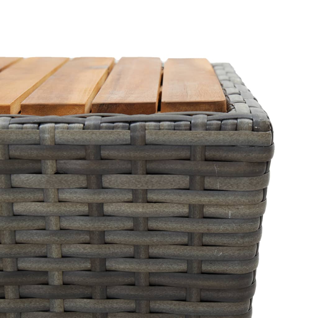 3 Piece Bistro Set Poly Rattan and Acacia Wood Grey