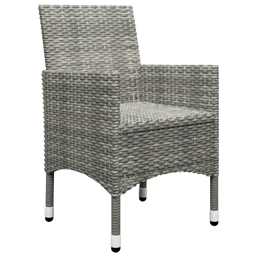 3 Piece Garden Bistro Set Poly Rattan and Acacia Wood Grey