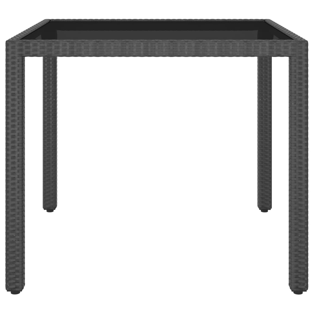 3 Piece Garden Dining Set Poly Rattan and Tempered Glass Black