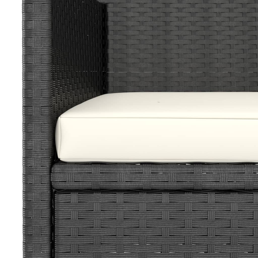 5 Piece Garden Dining Set Poly Rattan and Tempered Glass Black