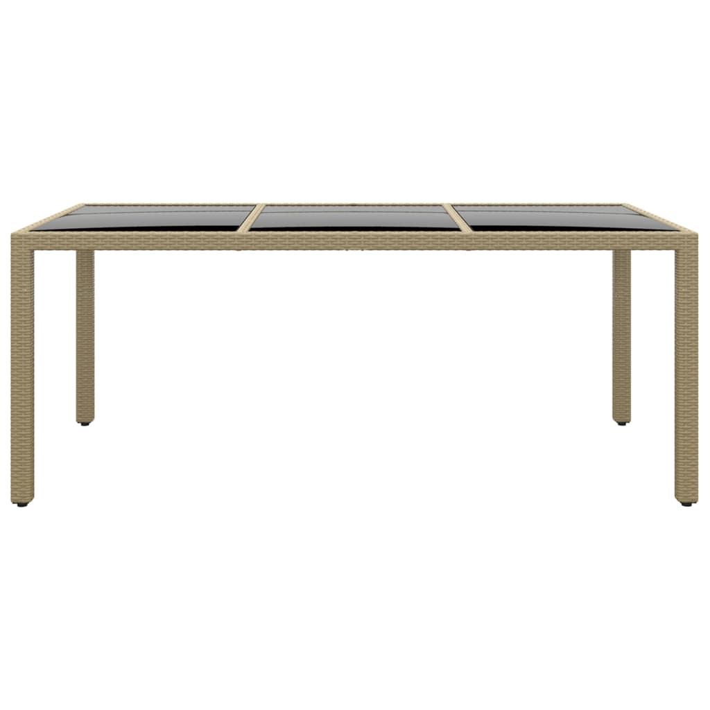 7 Piece Garden Dining Set Poly Rattan and Tempered Glass Beige