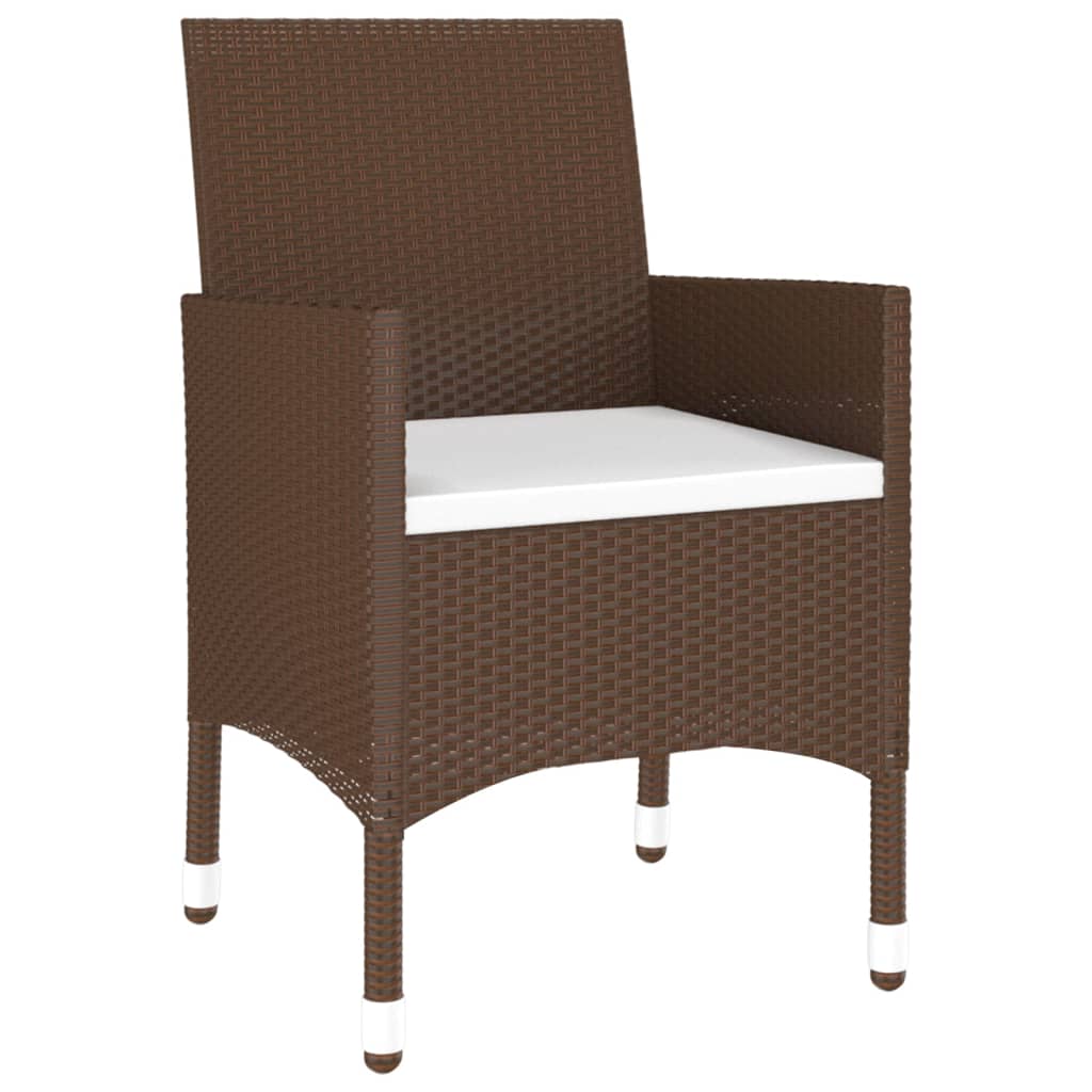 9 Piece Garden Dining Set Poly Rattan Brown