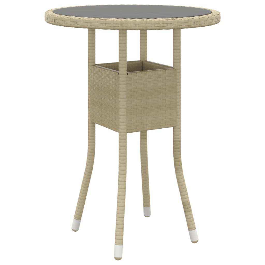 3 Piece Garden Dining Set Poly Rattan Beige