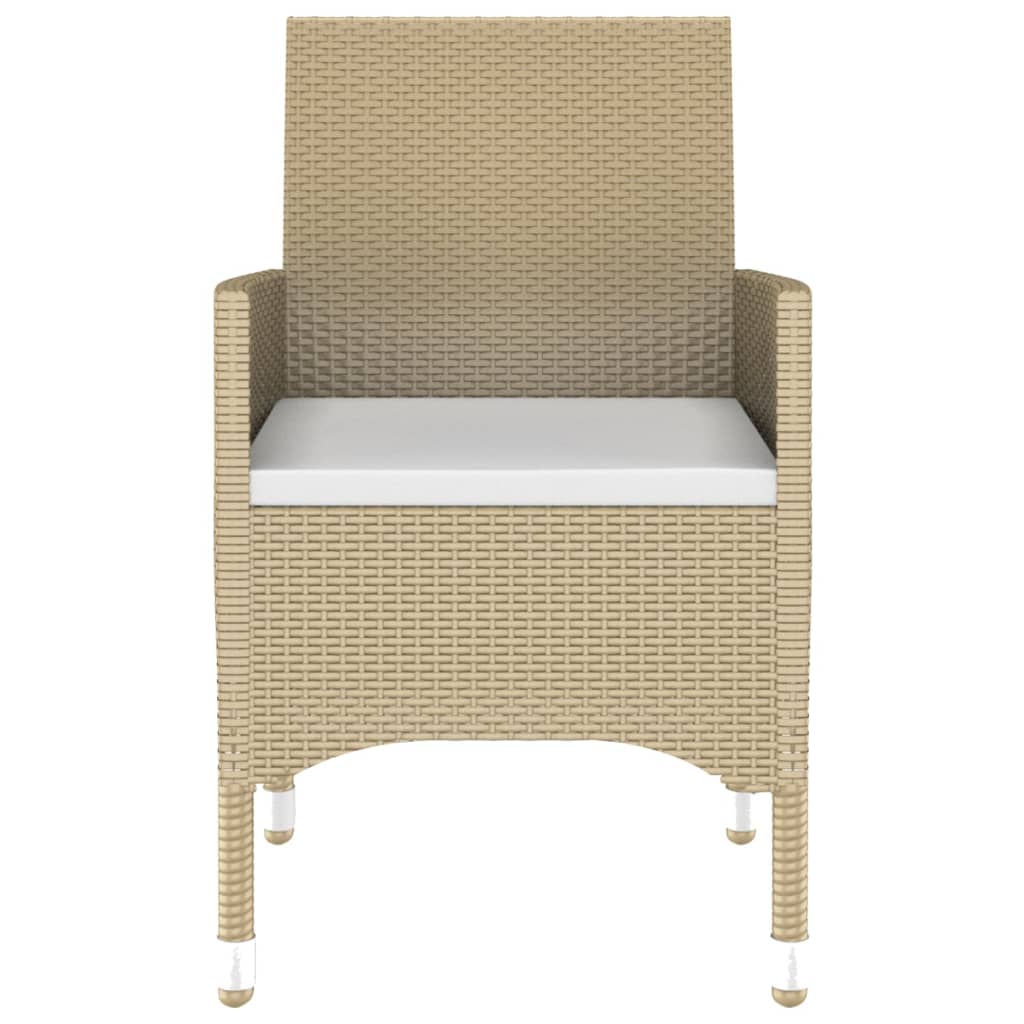 3 Piece Garden Dining Set Poly Rattan Beige