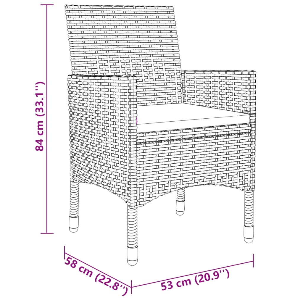 3 Piece Garden Dining Set Poly Rattan Beige