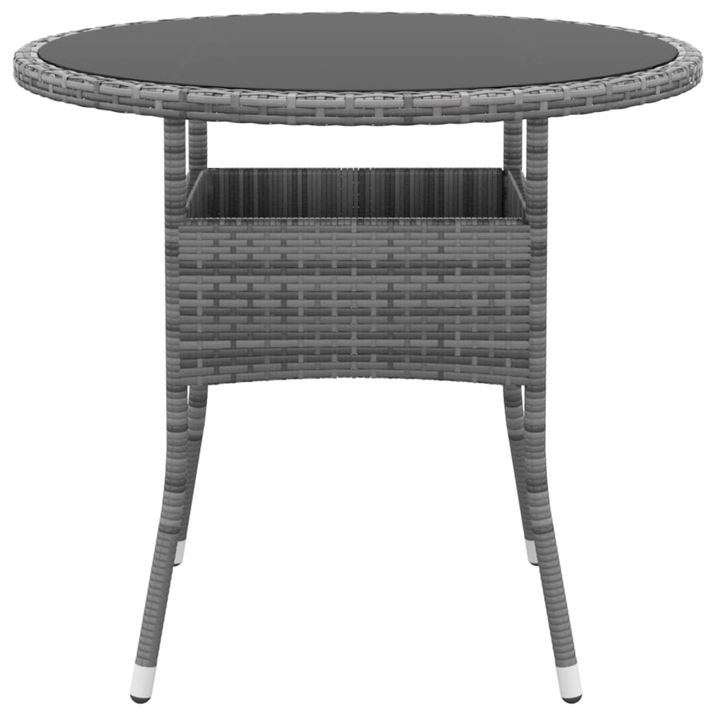 3 Piece Garden Dining Set Poly Rattan Grey
