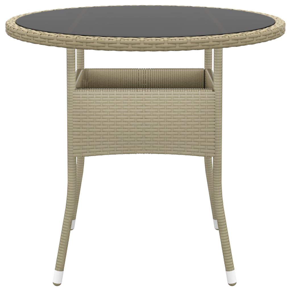 3 Piece Garden Dining Set Poly Rattan Beige