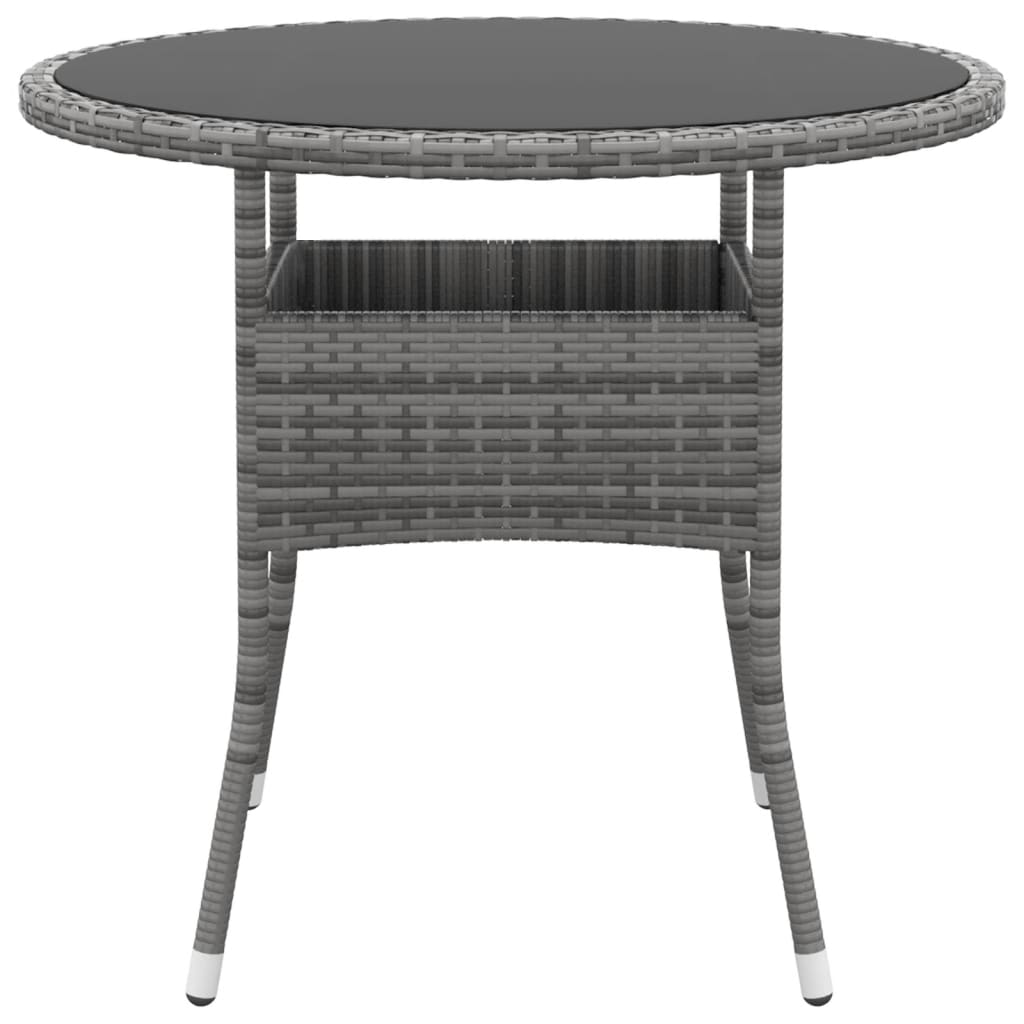 3 Piece Garden Dining Set Poly Rattan Grey