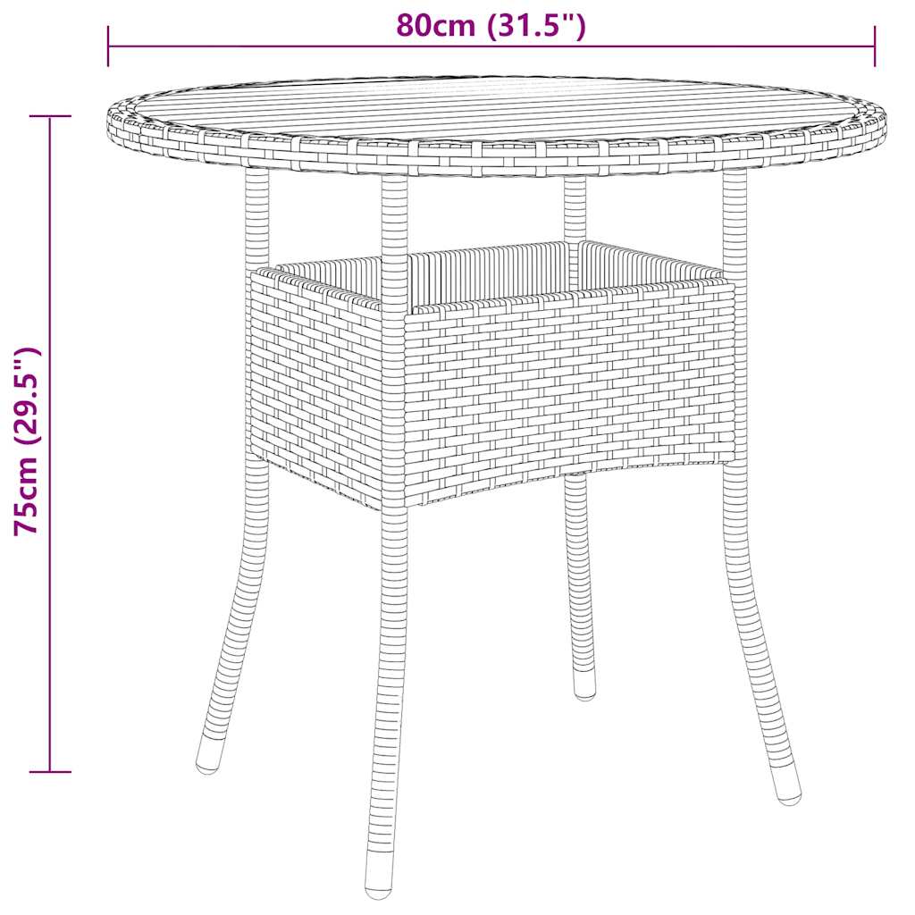 3 Piece Garden Dining Set Poly Rattan Black