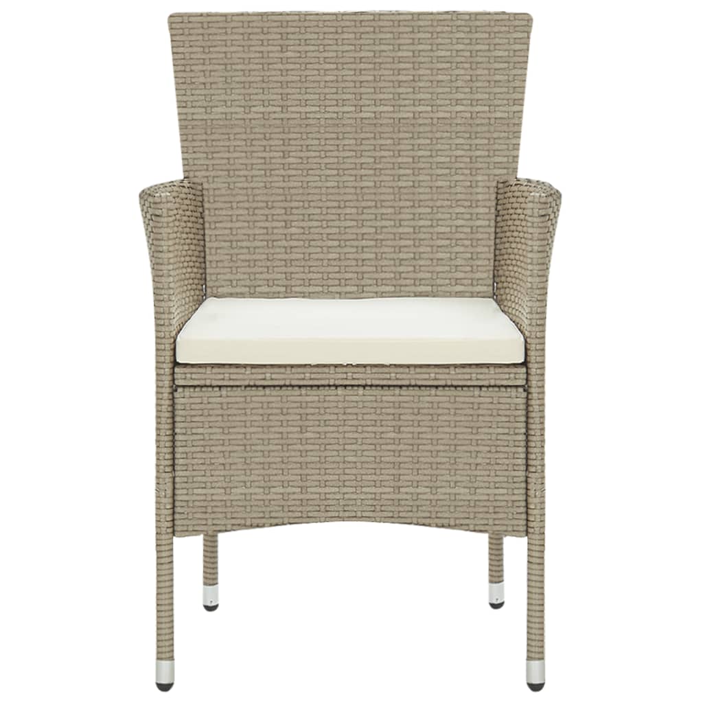 5 Piece Garden Dining Set Poly Rattan Beige