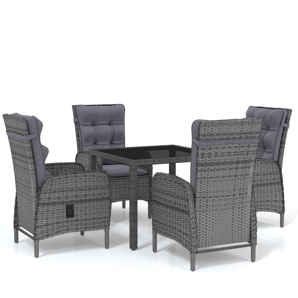 5 Piece Garden Dining Set Poly Rattan Grey