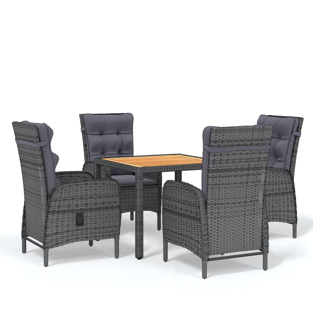 5 Piece Garden Dining Set Poly Rattan Grey